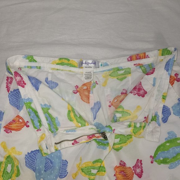 FRESH PRODUCE White Shorts with Colorful Fish Print Hight Rise Size M  LIKE NEW! - Picture 12 of 16